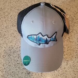 Telluride Clothing Co Snapback Hat Cap Mesh Blue Colorful Fish Forest Logo Patch